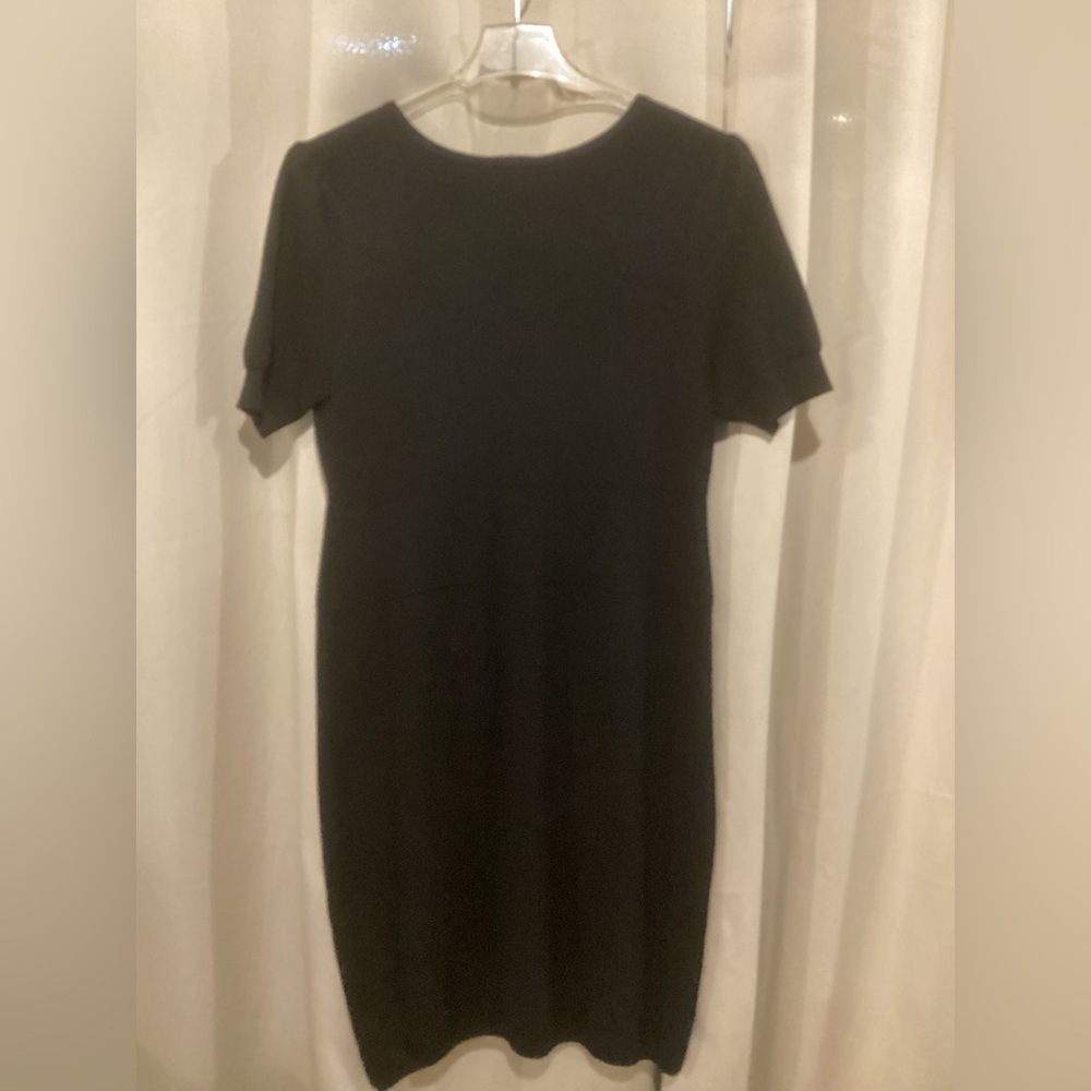 Talbots Black Ribbed Merino Wool Sweater Dress